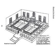 The restored Free Meeting House with box pews is a complete modified restoration of the original 1821 design.  Using historic and physical evidence, this floor plan was designed for the restoration.; Moncton Museum