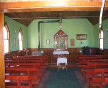 sanctuary and nave of Scrip United Church, 2005.; Government of Saskatchewan, J. Kasperski, 2005.