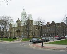 Angle view of all three buildings which compose the Legislative Assembly Block.  It illustrates the layout of the Site.; PNB 2003