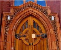 Detailing around main entryway of Cathedral, 2005.; City of Saskatoon, Kathlyn Szalasznyj, 2005.