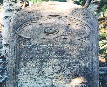 Only standing headstone in the Omnibus Cemetery; Province of PEI - 1999