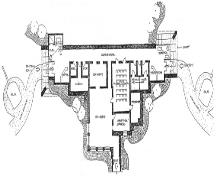 Proposed main floor plan of the Argentia Military Heritage Centre, utilizing the 282 Coastal Defence Battery site, showing placement of guns.; Beaton Sheppard Associates Ltd. 2005