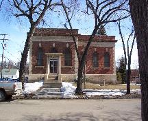 View of the front elevation showing the main entrance, 2005.; Candice Lee, 2005.