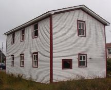 Exterior photo of the Wakeham Sawmill, Placentia, NL, showing rear and side facade, taken during Doors Open Placentia event, 2004.; HFNL 2005