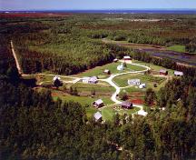 Vue aérienne du Village Historique Acadien; Village Historique Acadien