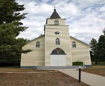 Primary elevation, from the south, of Our Lady of the Assumption Roman Catholic Church, Oakburn area, 2006; Historic Resources Branch, Manitoba Culture, Heritage and Tourism, 2006