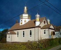 Holy Ghost Church front and side elevation.; Heritage Division, NS Dept. of Tourism, Culture and Heritage, 2004.