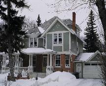 View of front facade highlightiing the half-timbering on the second floor, 2006.; Ross Herrington, 2006.