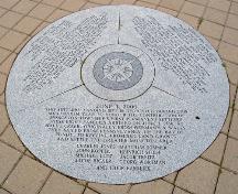 Inscription stone written in French, English and German.; Moncton Museum