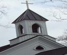 closeup of belfry, St. John's Anglican Church, Wolfville, NS, 2006; Heritage Division, NS Dept. of Tourism, Culture and Heritage, 2006