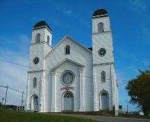 Notre Dame de l'Assomption front elevation; Heritage Division, NS Dept. of Tourism, Culture and Heritage, 2004.