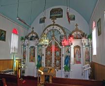 Interior view of the Ukrainian Greek Orthodox Church of the Holy Transfiguration, Menzie area, 2006; Historic Resources Branch, Manitoba Culture, Heritage and Tourism, 2006
