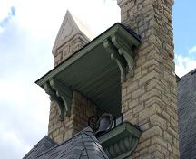 View of the bellcote, from the northwest, of St. Mary's la Prairie Anglican Church, Portage la Prairie, 2005; Historic Resources Branch, Manitoba Culture, Heritage and Tourism, 2005