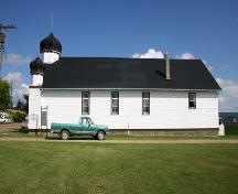 View of the west elevation of Ukrainian Peoples Home of Ivan Franko, Angusville, 2004.; Historic Resources Branch, Manitoba Culture, Heritage & Tourism 2005