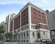 Primary elevations, from the southwest, of the YMCA (Young Men's Christian Association Building), Winnipeg, 2006; Historic Resources Branch, Manitoba Culture, Heritage and Tourism 2006