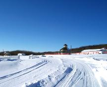 Contextual view, from the southeast, of the Minnedosa Agricultural Society Display Building, Minnedosa, 2005; Historic Resources Branch, Manitoba Culture, Heritage and Tourism, 2005