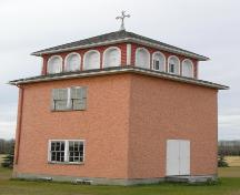 View of bell tower associated with St. Nicholas Ukrainian Catholic Church of St. Michael, Lamont County, looking southwest (October 2005); Lamont County, 2005