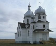 View of the Nativity of the Holy Virgin Orthodox Church of Kysylew, Lamont County, looking southeast (October 2005); Lamont County, 2005