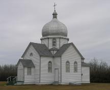 View of the Nativity of the Blessed Virgin Mary Ukrainian Greek Catholic Church, Leeshore, Lamont County, looking northeast (October 2005); Lamont County, 2005