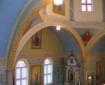 Interior view of the Nativity of the Blessed Virgin Mary Ukrainian Greek Catholic Church, Leeshore, Lamont County, showing side chapel (October 2005); Lamont County, 2005