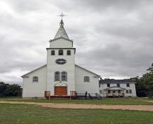 Primary elevation, from the east, of Toutes Aides Roman Catholic Church, Toutes Aides, 2006; Historic Resources Branch, Manitoba Culture, Heritage and Tourism, 2006