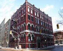 Primary elevations, from the southwest, of the Stovel Block, Winnipeg, 2006; Historic Resources Branch, Manitoba Culture, Heritage and Tourism 2006