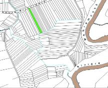 This map shows the location of side ditches which flow into a collection ditch, directing the water into the Memramcook River.; Memramcook Valley Historical Society