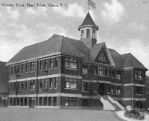 Exterior view, University School (historic photo).; Ron Green Collection.