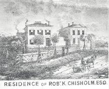 Historic view of the 'Big House' and 'Customs House'; Tremaine Map of Halton County, 1858