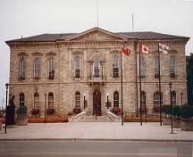 View of northeast central facade without clock tower that was removed in 1961 - c.2005; OHT, 2005