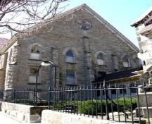 The north elevation of the Sunday school showing the covered walkway – 2006; OHT, 2006