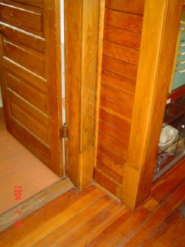 Interior view of wood flooring and walls.