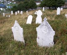 Marble headstones, St. Matthew's Anglican Cemetery, St. Lawrence, NL, 2006; Dale Jarvis/HFNL 2006