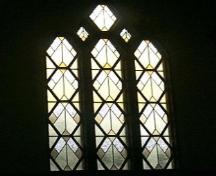 Example of the fine non-figural stained glass windows, typical of the Art Deco style.; City of Windsor, Nancy Morand, 2001