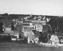 View of town c. 1900 with brick church in distance; Garden of the Gulf Museum Collection