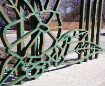 Detail of metalwork of the Silver Heights Gates, Winnipeg, 2006; Historic Resources Branch, Manitoba Culture, Heritage and Tourism, 2006