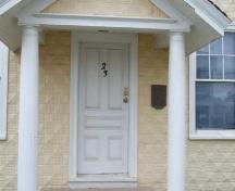 Front entrance, Harmony Lodge #52, Aylesford, Nova Scotia, 2006.
; Heritage Division, NS Dept. of Tourism, Culture and Heritage, 2006