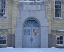 Historic “Girls” entryway on the rear, or east elevation of Elizabeth Ziegler Public School, 2007.; Kayla Jonas, 2007