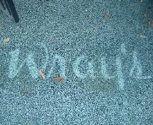 "Wray's", displayed on the ground, reflects past use as Wray's store.; Photograph by Katie Hemsworth, 2007.