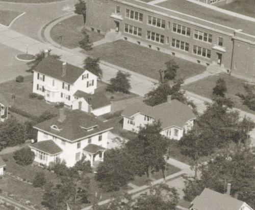 Aerial view of house in 1958