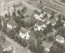Aerial view of house in 1958; Wyatt Heritage Properties, Acc. 013.21