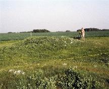 View of Linear Mounds National Historic Site of Canada, showing the elevations, slopes and shapes of the mounds, 1996.; Agence Parcs Canada / Parks Canada Agency, 1996.