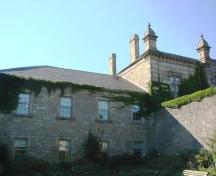 View of the turrets on the north side of the courthouse from inside the courtyard – 2006; OHT, 2006