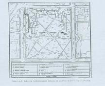Featured is the Victoria Park Plan with the location of the Framed Barracks.; Victoria Park Inventory and Condition Report, City of London.
