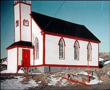 Bethany United Church front and side elevations, Petites, NL; Heritage Foundation of Newfoundland and Labrador 2005