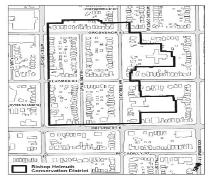 Featured are the district's boundaries.; City of London Official Plan , 2001.
