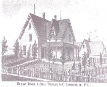 Engraving of Poplar Air with croquet on the lawn; Meacham's Illustrated Historical Atlas of PEI, 1880