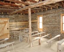 Interior view, showing hand-made benches, 2008.; Leander K. Lane, 2008