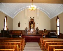 Vue de la nef de l'église luthérienne Frelsis (Liberty), région de Baldur, 2005; Historic Resources Branch, Manitoba Culture, Heritage, Tourism and Sport, 2005