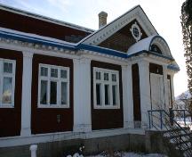 View of the main profile of the Masonic Lodge, Emerson, 2005; Historic Resources Branch, Manitoba Culture, Heritage, Tourism and Sport, 2005
